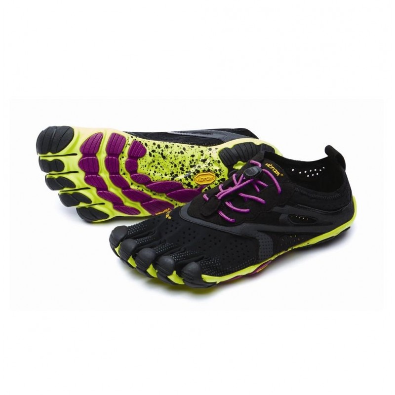 Vibram V-Run Women Running Shoe (Black/Yellow/Purple)